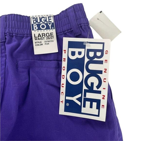 Bugle Boy Vintage 90s Shorts Purple Deadstock Boys Size Large 8.5 In Inseam NEW - Picture 3 of 7